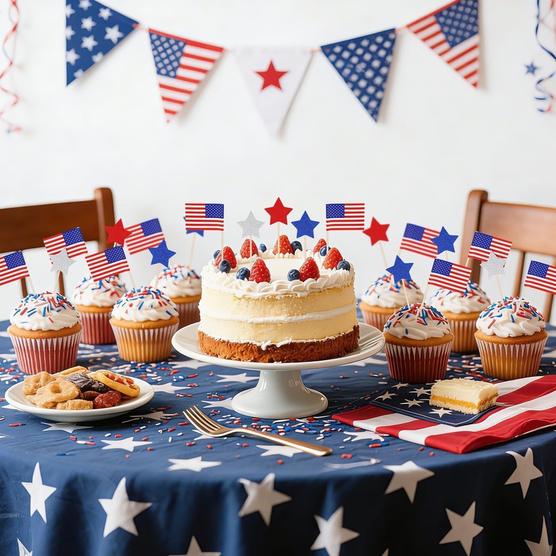 180Pcs 4th of July Cupcake Toppers, Patriotic Toothpicks American Flag Toothpick gallery