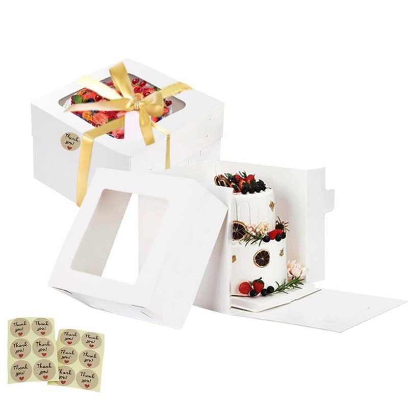 10x10x10 Cake Boxes for Homemade Parties Baking Businesses, 2Pack