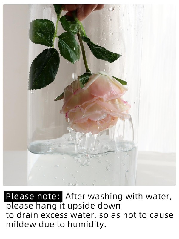 Grtefhu 6Pcs Fake Austin Rose Peonies Flowers Vase Clear Glass Vase Pink Real gallery
