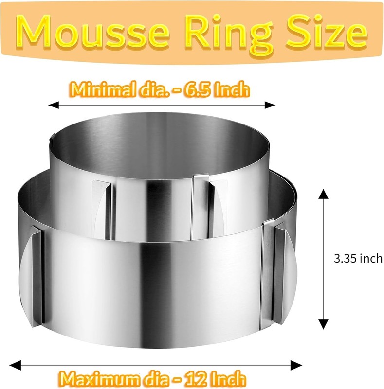 Cake Rings Mousse Mold Adjustable 6 to12 Inch Stainless Steel Round Cake Molds gallery