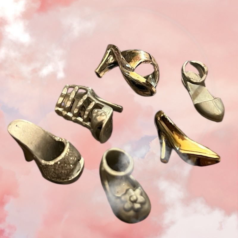 Set of 6 Barbie Shoes Party Favor Cupcake Toppers Decoration Metallic Sandals gallery