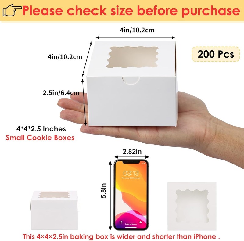 Small Cookie Boxes, 4x4x2.5 Inch, Ideal for Cupcakes, Donuts gallery