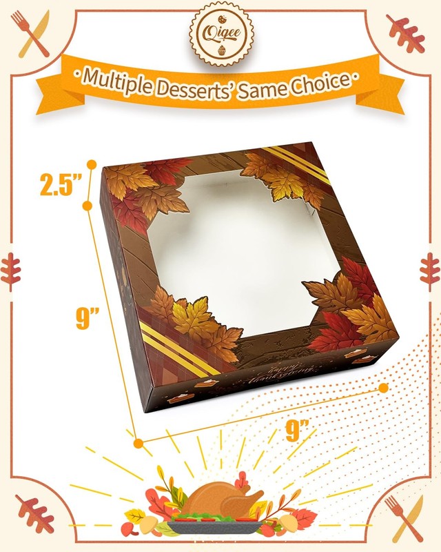 Thanksgiving Cookie Boxes with Window 12packs 9x9x2.5 Inch Bakery Box Pastry ... gallery
