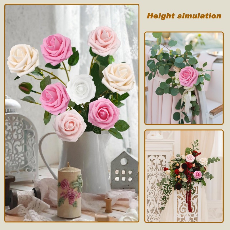Joylex Artificial Flowers Realistic Roses 100Pcs Real Looking Fake Roses Stem gallery
