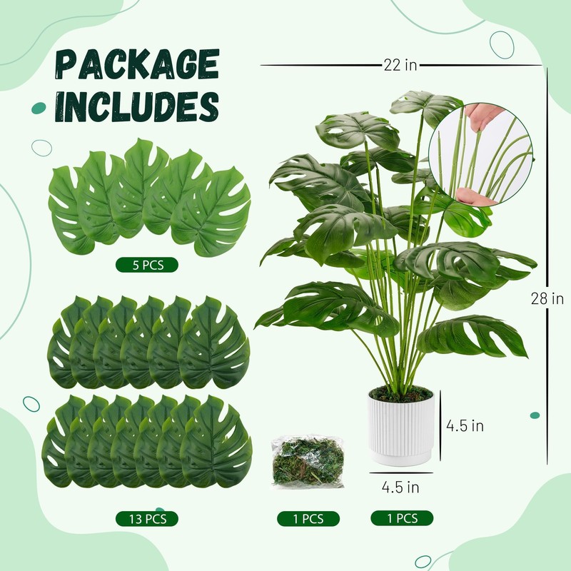Der Rose 28 Fake Plants Large Artificial Monstera Faux Potted Plants Indoor gallery