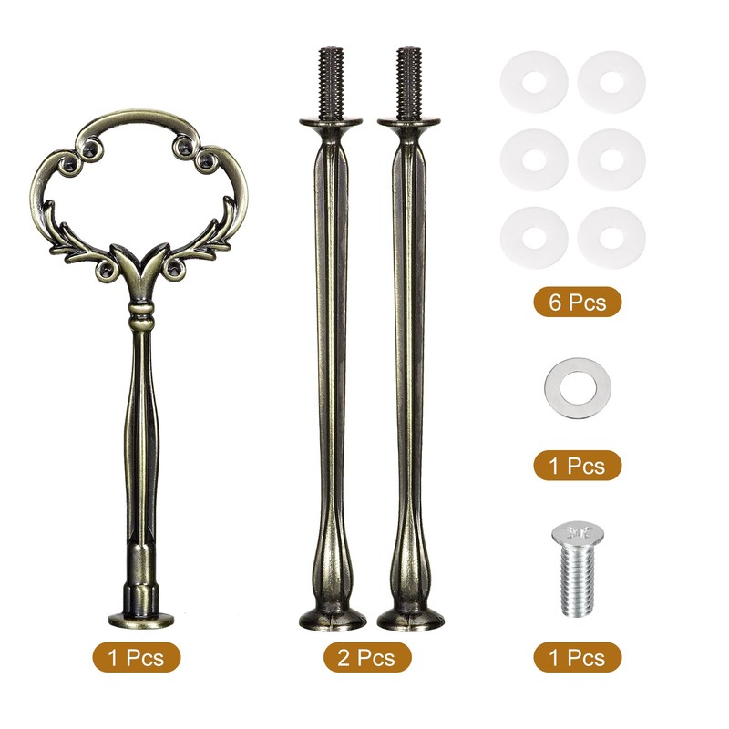 1 Set Cake Tray Stand Handle Plate Hardware Fitting 3-Tiers Flower Bronze gallery