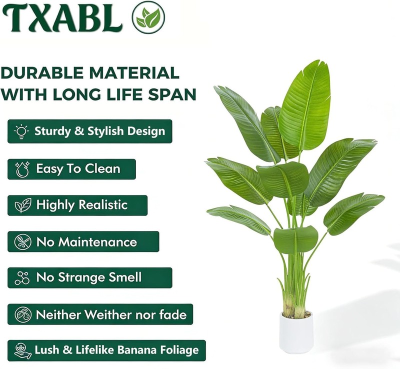 Txabl Pack 2 Artificial Bird Of Paradise Plant 4Ft Fake Palm Tree Feaux Plants gallery