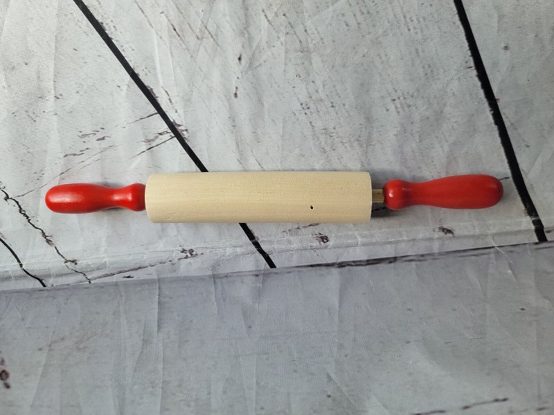 Lot of 12 Kids Wooden Mini Rolling Pins with Red Handles - New gallery