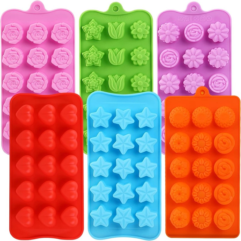 Flower Shape Chocolate Candy Molds Set,Heart,The stars,The rose,Flowers in