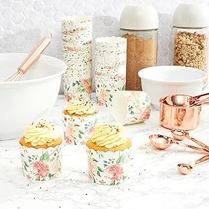 Tulip Cupcake Liners - Pink & Gold Baking Cups - Baby Shower Snack Cups - gallery