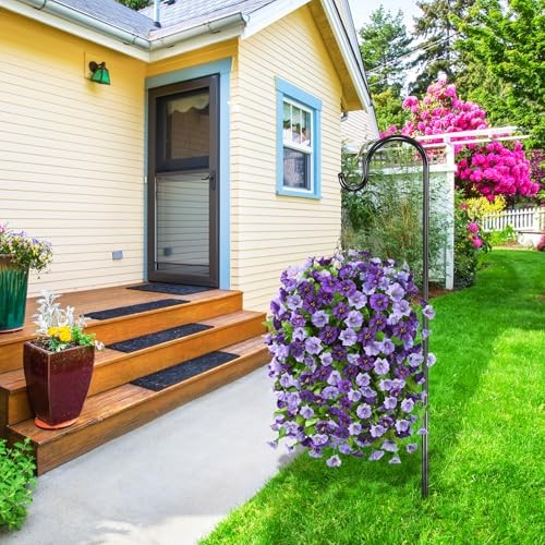 Artificial Fake Hanging Flowers Plants Baskets for Outdoor Spring Purple gallery