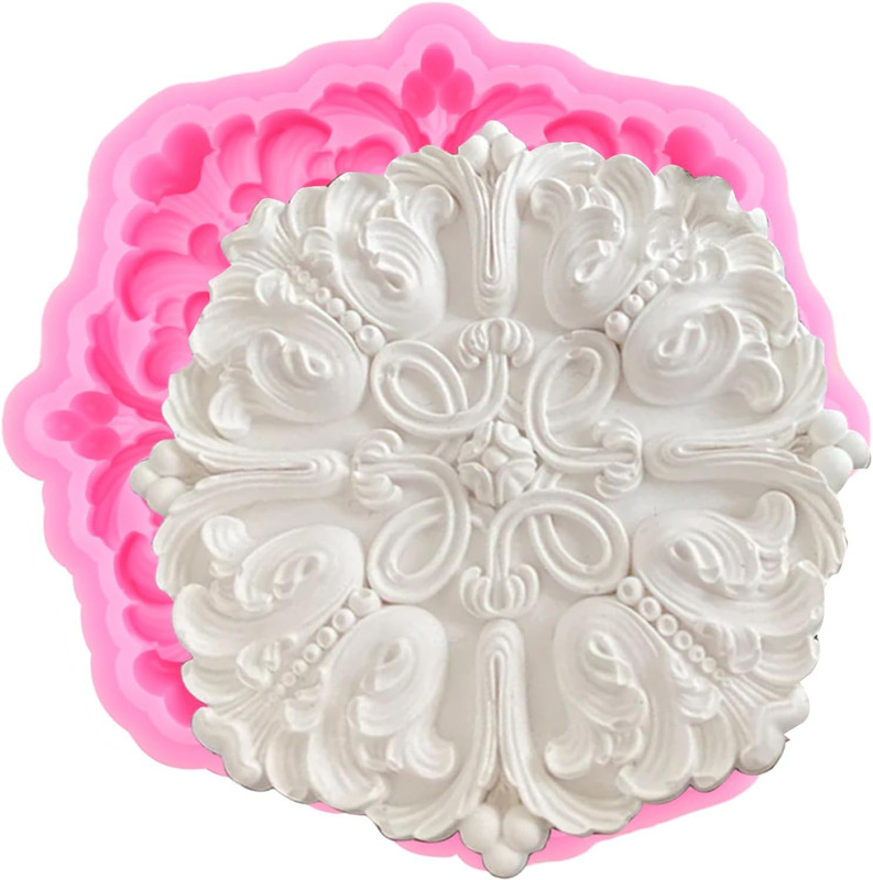 Baroque Fondant Silicone Molds Relief Flower Lace Chocolate Mold Scroll Lace Cla