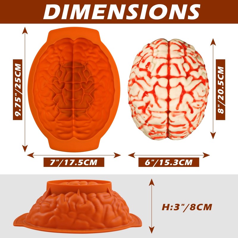 Silicone Large Brain Cake Mold 3 Inch Deep Pan Support Base Halloween Candy gallery