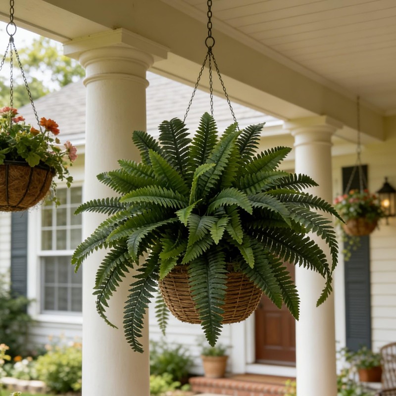 Senjie Artificial Boston Fern 4 Set 55 Branches Fake Ferns For Outdoors 32Inch gallery