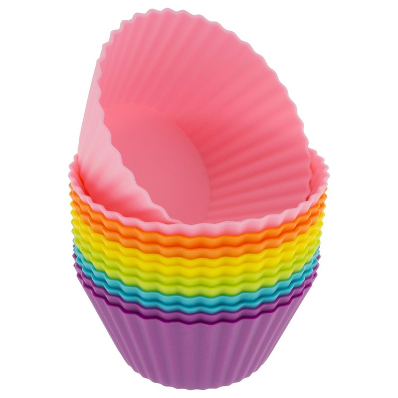 Freshware 12-Pack Silicone Standard Round Reusable Cupcake and Muffin Baking …