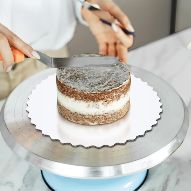 Cake Boards 8 inch Round, White Scalloped Edges Food Graded Greaseproof Cake ... gallery