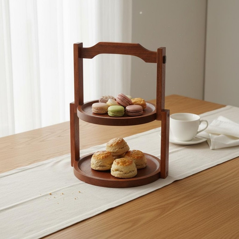Wooden Tiered Dessert Stand Easy to Assemble Wood Snack Display Rack gallery