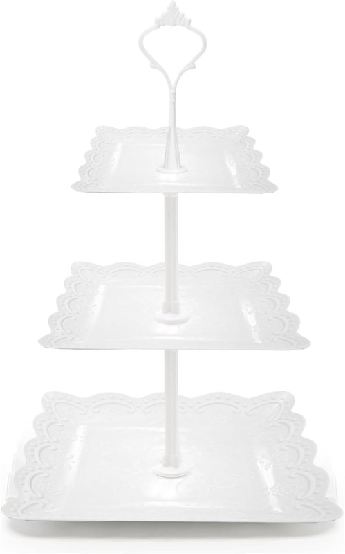 3 Tier Cupcake Stand, Durable Plastic 3 Tier Serving Tray for Cupcake, Fruit,... gallery
