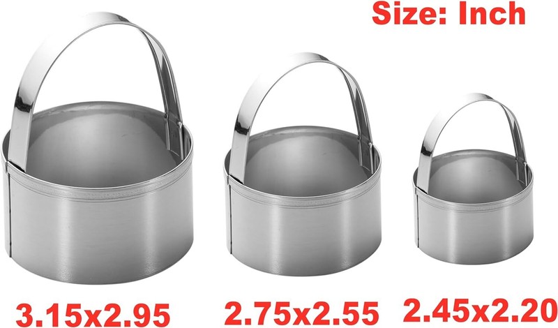 3 Pieces Round Biscuit Cutter with Handle - Stainless Steel Round Circle Doughnu gallery