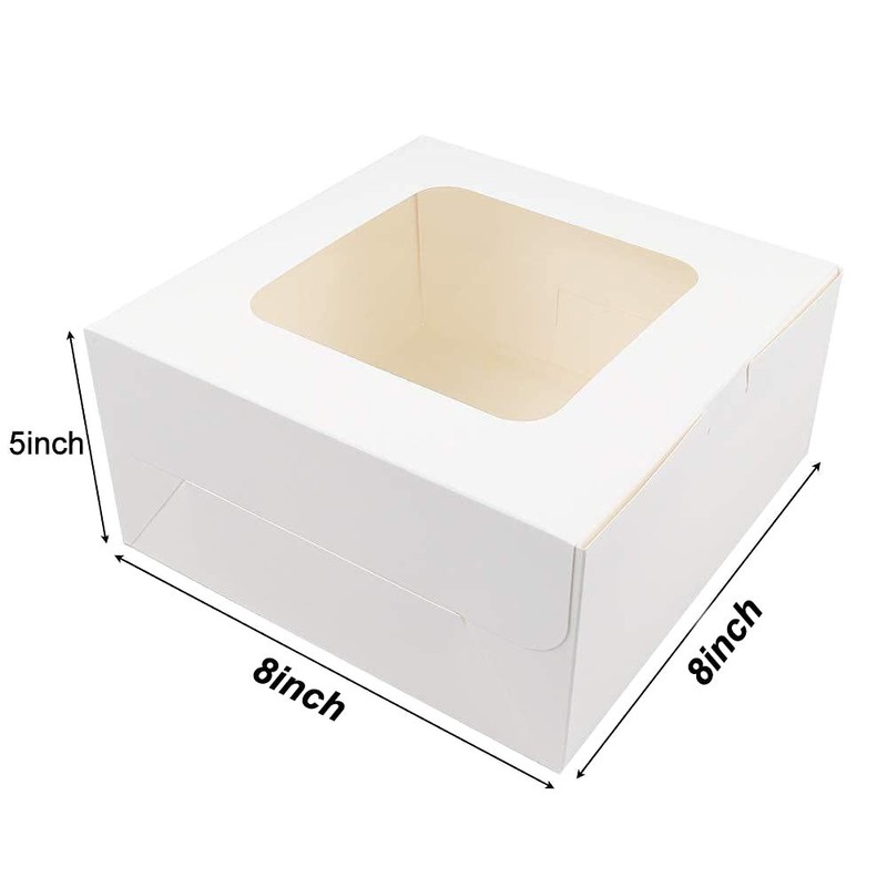 20 PCS White 8x8x5 Inch Bakery Cake Boxes Window Pasteles Pastry Cookie Pie gallery