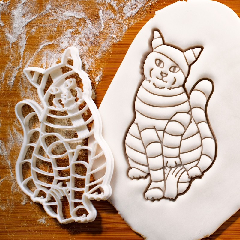 Mummy Cat Cookie Cutter – Halloween treats, ancient Egypt, veterinarian gift