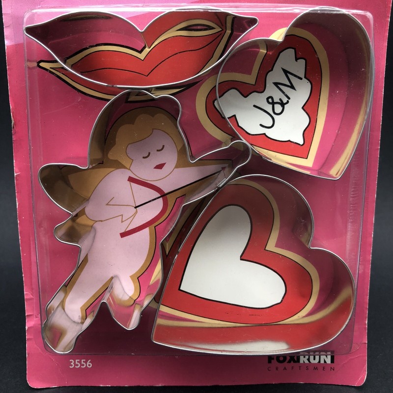 New Fox Run Sweethearts Metal Cookie Cutters Set of 4 Lips Hearts Cupid #3556 gallery
