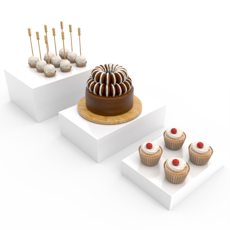 Buffet Risers for Catering - White Acrylic Display Stands for Desserts & Collect gallery