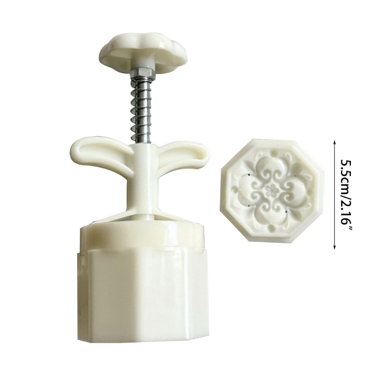 Tracery Mooncake Mold Set 75g Moon Cake Mold with Reusable Stamps (White) gallery