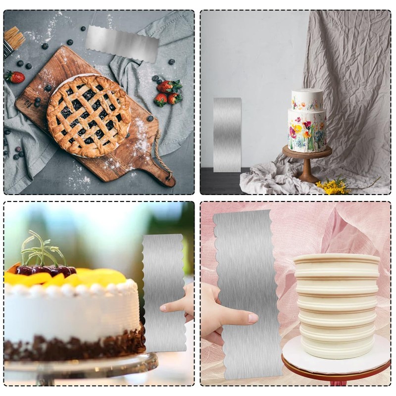 Cake Scraper 3 Piece 9 Inch Stainless Steel Smoother Comb Frosting Decorating gallery