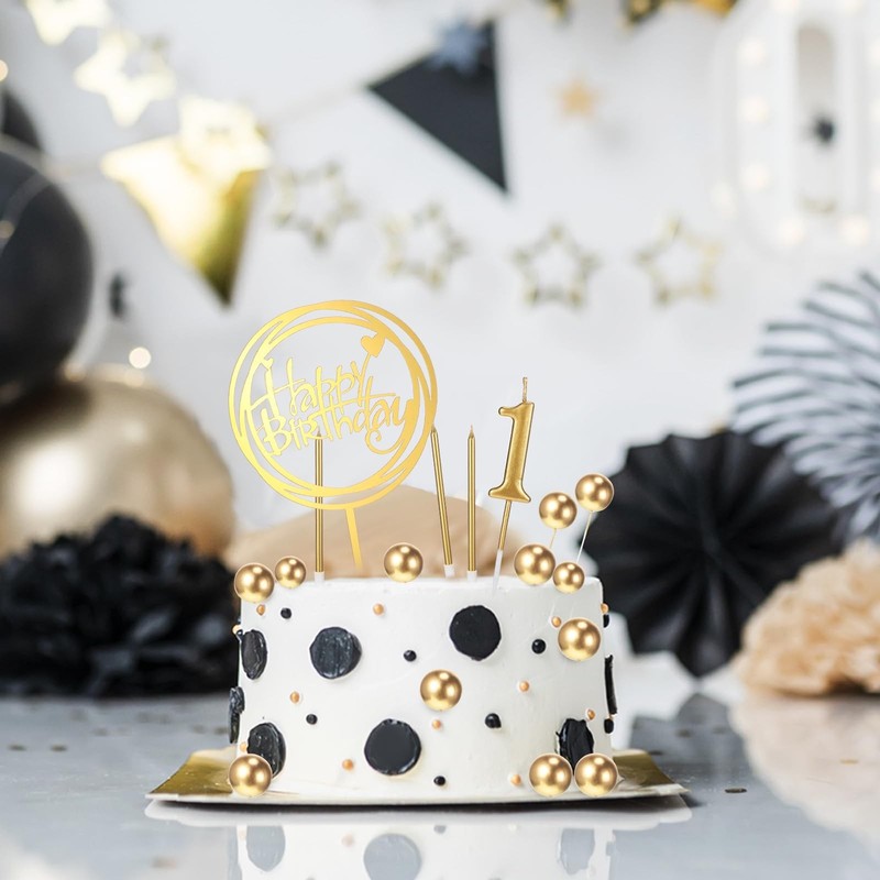 Happy Birthday Cake Decor 34Pcs, Gold Toppers, Anniversary gallery