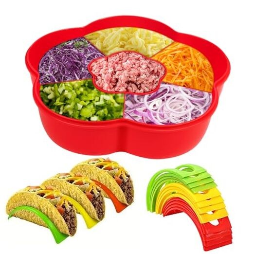 Taco Bar Serving Set for a Party with 12pcs Tortilla Holders Taco Tuesday Lazy