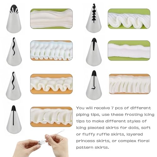 7 PCS Boquillas Para Reposteria, Pleated Skirt Piping Tips Set Cake Decorating gallery