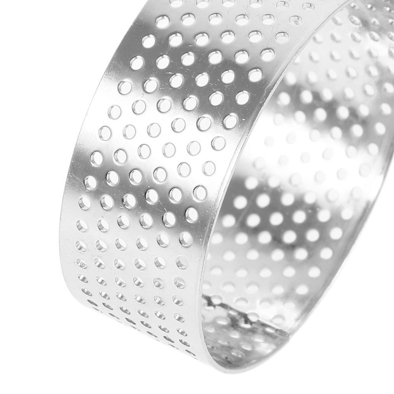 4pcs Stainless Steel Tart 1.97 Inch Perforated Cake Mousse - Round gallery