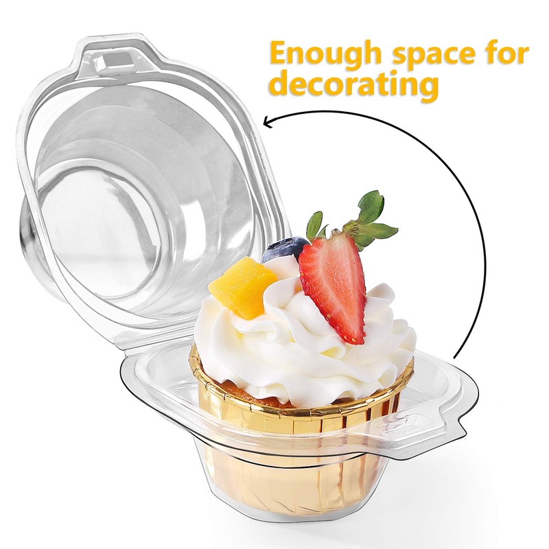 Foodiejoy 180 Packs Individual Cupcake Containers Stackable 180 counts, Clear gallery