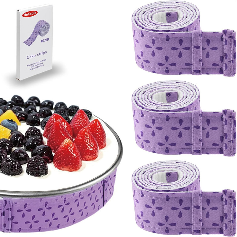 3-Piece Cake Strips for Even Baking, Baking Strips for Cake Pans, Baking Supplie