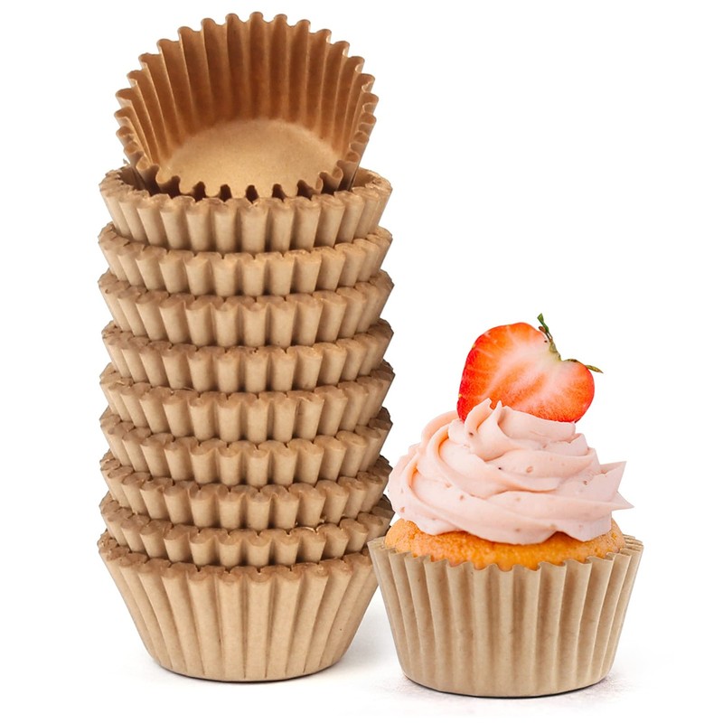 LotFancy 500Pcs Mini Cupcake Liners, Natural Muffin Liners Mini,