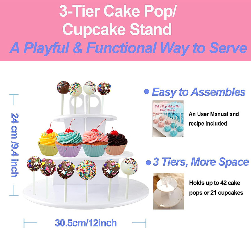 Cake Pop Maker Set Including Silicone Lollipop Molds, 3 Tier Display Stand, Sili gallery
