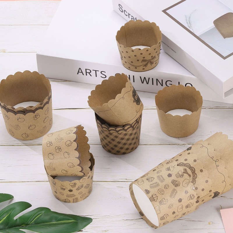 150Pcs Paper Baking Cups 6oz Brown Kraft Paper Muffins Liner Cupcake Bakery gallery