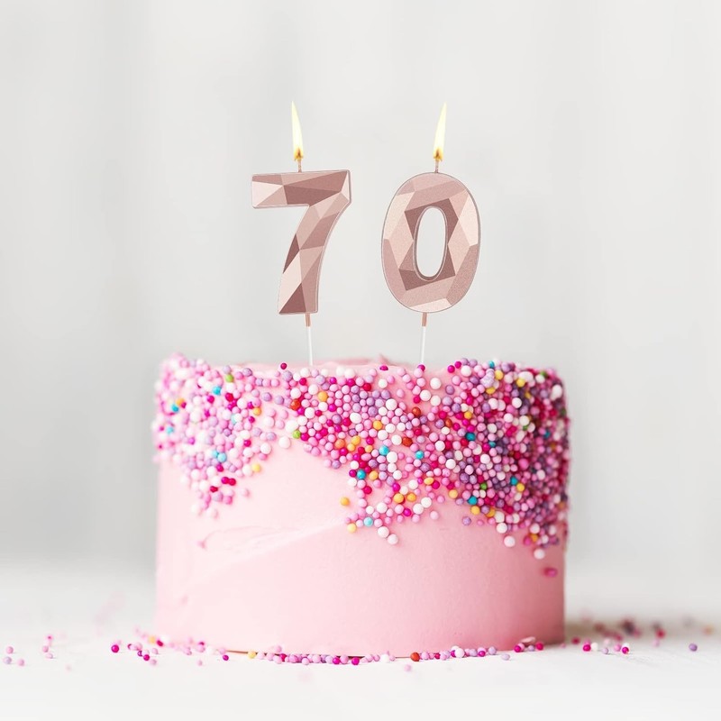 Luxury 3D Rose Gold Number 70 Candles for Birthday and Wedding Celebrations gallery