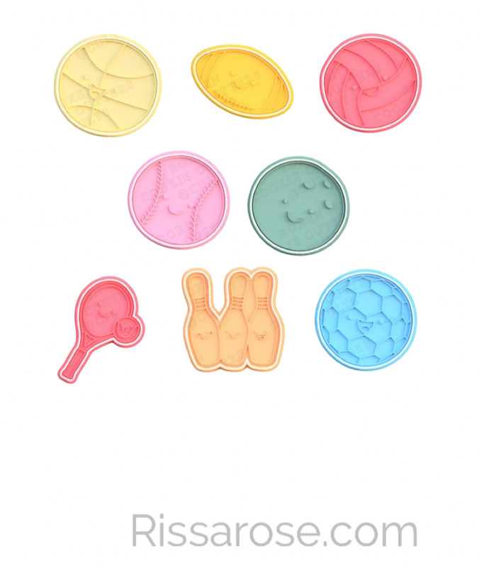 Sports Cookie Cutter Stamp Basketball Football Volleyball Baseball Bowling Tenni