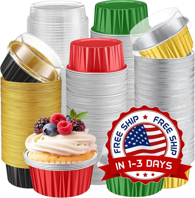 Paquete De 400 Moldes Para Mini Pasteles De 5 Oz Con Tapa, Moldes Desechables US