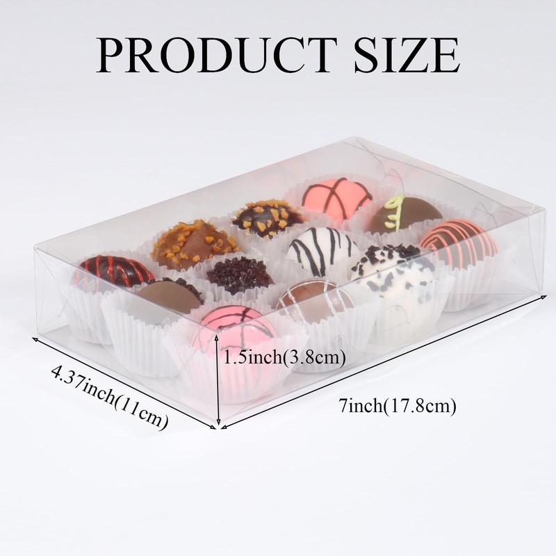 SLShePack 50PCS Clear Cookie Boxes with Window 7x4.3x1.5 Inch for Chocolate T... gallery
