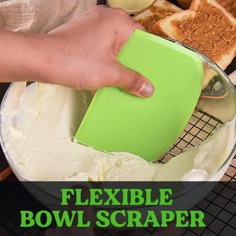 Dough Scraper Bench Scraper - 3P 9.5x6.1" Plastic Flexible Bowl Scraper, Shar... gallery