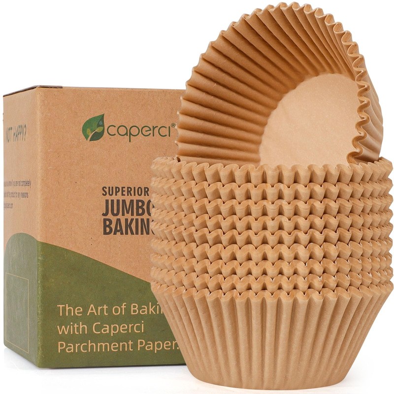 Caperci Parchment 200pcs Jumbo Muffin Liners for Baking – Jumbo, Natural