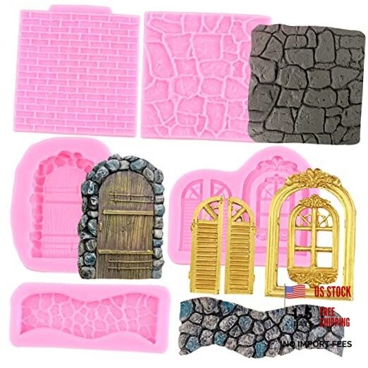 Enchanted Vintage Fairy Garden Brick Wall Texture Silicone Molds Stone Style A