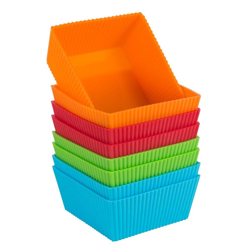 3.5 Inch Jumbo Baking Cups Reusable Silicone Square Cupcake Liners Non-stick ... gallery