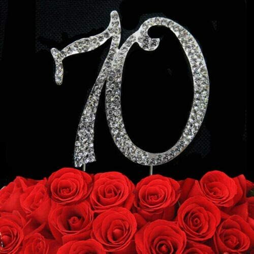 120mm Silver Rhinestone Number Cake Topper 70 Seventy Birthday Anniversary Party