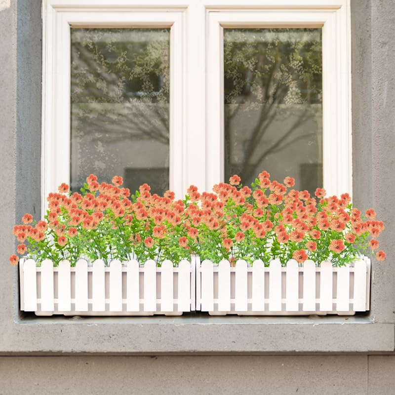 Artificial Faux Plants Flowers Outdoor Spring Summer Decoration 12 Sunset Red gallery
