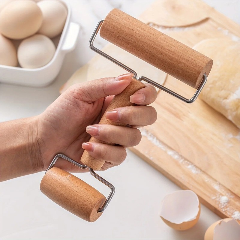 Double Dough Roller Wooden Clay Rolling Pin Craft Tool gallery