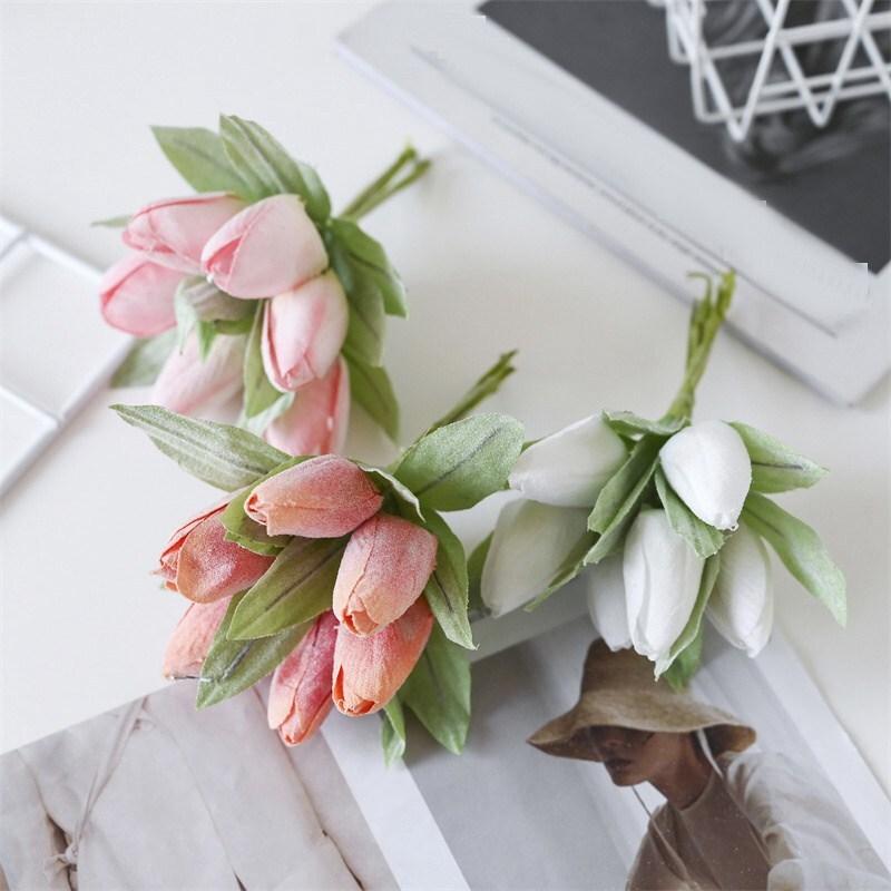 Tulip Artificial Real Touch Bouquet Flowers For Wedding Decoration DIY Home